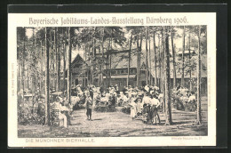 Künstler-AK Nürnberg, Bayerische Jubiläums-Landesausstellung 1906, Die Münchner Bierhalle  - Tentoonstellingen