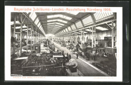 AK Nürnberg, Bayerische Jubiläums-Landes-Ausstellung 1906, Inneres Der Maschinenhalle  - Expositions
