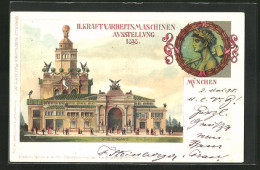 AK München, II. Kraft-u. Arbeitsmaschinen-Ausstellung 1898, Südeingang  - Esposizioni