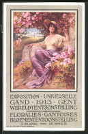 AK Gent, Exposition Universelle Gand 1913, Hübsche Frau Im Kleid Mit Sonnenhut  - Ausstellungen