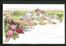 Lithographie Hamburg, Gartenbau-Ausstellung 1898, Rosen, Teilansicht  - Ausstellungen