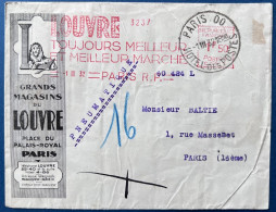 Lettre Pneumatique PUB Grands Magasins Du LOUVRES + PUB Flamme Mecanique + Dateur PARIS 00 / HOTEL DES POSTES RR - 1921-1960: Modern Tijdperk
