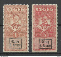 Germany Deutsche Militärverwaltung Romania Rumänien 1917 Fiscal Tax Fiskalmarken Gültig 9. Armee, 1 Leu & 5 Lei * - Bezetting 1914-18