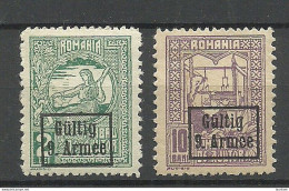 Germany Deutsche Militärverwaltung Romania Rumänien 1917 Fiscal Tax Fiskalmarken OPT Gültig 9. Armee, 10 Bani & 2 Lei * - Occupation 1914-18