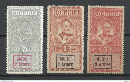 Deutsche Militärverwaltung In Romania Rumänien Etappengebiet Der 9. Armee 1918 Fiscal Tax Fiskalmarken - Besetzungen 1914-18