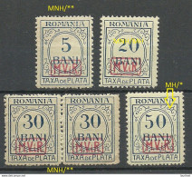 German Occupation Deutsche Militärverwaltung In Romania Rumänien 1918 Portomarken Michel 1 & 3 - 5 MNH/MH - Besetzungen 1914-18