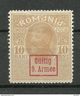 Germany Occupation Deutsche Militärverwaltung In Romania Rumänien 1917 * Stempelmarke Fischal Tax With OPT 9. Armee - Bezetting 1914-18