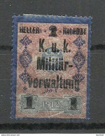 Österreich Austria K. U. K. Militärverwaltung 1912 Stempelmarke Mit Überruck 1 Heller * - Fiscali