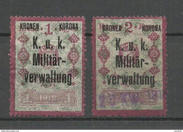 Österreich AUSTRIA K. U K. 1912 Militärverwaltung Revenue Tax Steuermarken  O - Fiscali