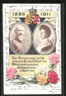 AK Zur Erinnerung An Die Silberne Hochzeitsfeier Des Württembergischen Königspaares, 8. April 1911, Ganzsache  - Familles Royales