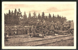 AK Kriegsgefangene An Bahngleisen  - War 1914-18