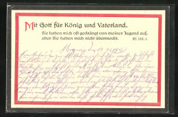 AK Mit Gott Für König U. Vaterland  - Guerre 1914-18