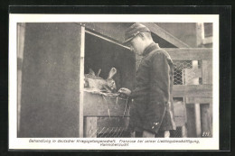 AK Kriegsgefangenenschaft, Franzose Bei Seiner Lieblingsbeschäftigung Der Kaninchenzucht  - Weltkrieg 1914-18
