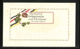 Präge-AK Kleeblätter Und Glückwünsche Zum Neuen Jahr, Kriegsneujahr  - Oorlog 1914-18