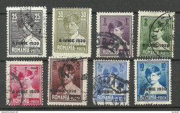 ROMANIA Rumänien 1930 = 8 Values From Set Michel 361 - 371 O - Used Stamps