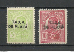 ROMANIA 1918 Notausgabe Für Die Moldau Michel 40 - 41 MNH Portomarken Postage Due NB! Mi 41 Looks Like Double OPT? - Portomarken