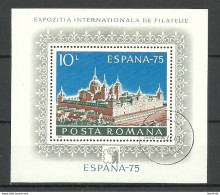 ROMANIA Rumänien 1975 Michel Block 119 O Briefmarkenausstellung Espana `75 Stamp Exhibition - Esposizioni Filateliche