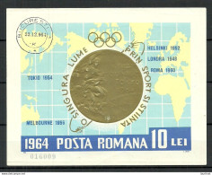 ROMANIA Rumänien 1964 Michel Block 59 O Olympische Spiele Olympic Games Olympische Goldmedaillengewinner - Autres & Non Classés