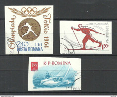ROMANIA 1961-1964 - 3 Imperforated Stamps Michel 1971 & 2062 & 2360 O Sport Olympic Games - Sonstige & Ohne Zuordnung