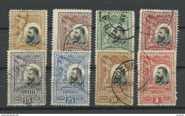 ROMANIA Rumänien 1906 = 8 Stamps From Set Michel 177 - 186 O King Karl I König - Used Stamps