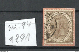 ROMANIA Rumänien 1891 Michel 94 O On Cover Out Cut - Usado