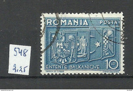 ROMANIA Rumänien 1938 Michel 548 O Balkanentente - Usati