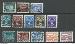 ROMANIA Rumänien 1931-1937 Zwangzuschlagsmarken F. D. Flugfonds Aviation Michel 12 - 24, Mint & Used - Andere & Zonder Classificatie