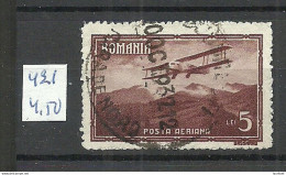 ROMANIA Rumänien 1931 Michel 421 O Air Plane Flugzeug - Vliegtuigen