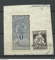 ROMANIA ROMANA Rumänien - 2 Old Revenue Tax Fiscal Stamps Timbru Fiscal  On Cout Out - Fiscali