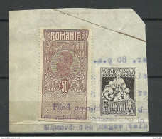 ROMANIA ROMANA Rumänien - 2 Old Revenue Tax Fiscal Stamps Timbru Fiscal  On Cout Out - Fiscaux