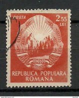 ROMANIA Rumänien 1952/53 Michel 1382 O Coat Of Arms Wappe - Usado