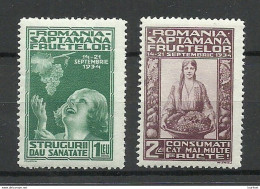 ROMANIA Rumänien 1934 Micel 478 - 479 MNH Fruchtausstellung - Ungebraucht
