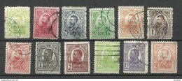 ROMANIA Rumänien 1908 - 1914 Lot 12 Stamps From Michel 112 - 125 O King Karl I König - Oblitérés