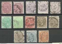 ROMANIA Rumänien 1890/91 = Lot Of 13 Stamps King Karl I O - Gebraucht