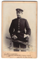 Fotografie G. Klimmer, Bückeburg, Ulmer-Allee, Portrait Sildat In Uniform Rgt. 7 Mit Bajonett  - Personnes Anonymes