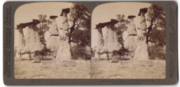 Stereo-Fotografie Underwood & Underwood, New York, Ansicht Monument Park / Colorado, Felsformation Holländische Hochz  - Stereoscopic
