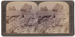 Stereo-Photo Underwood & Underwood, New York, Ansicht Isle Of Wight, Felsformation The Needles  - Stereoscoop