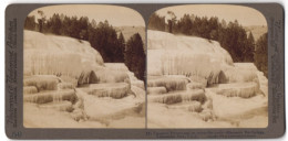 Stereo-Fotografie Underwood & Underwood, New York, Ansicht Yellowstone Park, Kleopatra Terrasse  - Stereoscoop