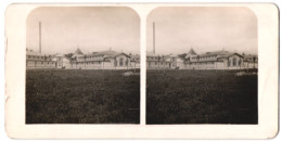 Stereo-Fotografie Unbekannter Fotograf, Ansicht Russland, Gebäudeansicht Mit Industrie-Schornstein  - Stereo-Photographie