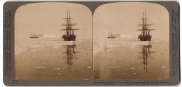 Stereo-Fotografie Underwood & Underwood, New York, Walfangschiffe Diana & Nova Zembla Vor Baffin Bay  - Stereoscopio