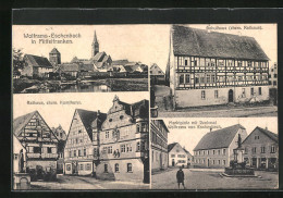AK Wolframs-Eschenbach, Schulhaus, Rathaus, Marktplatz Mit Denkmal  - Other & Unclassified