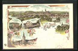 Lithographie Kaaden / Kadan, Franziskaner-Kloster, Landwirtschaftliche Mittelschule, KK Staatsgymnasium  - Repubblica Ceca