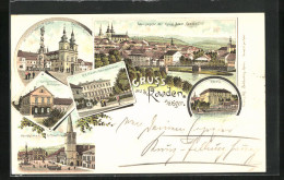 Lithographie Kaaden / Kadan, Kaserne, Marktplatz Und Rathausturm  - Repubblica Ceca