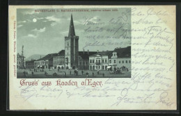 Mondschein-Lithographie Kaaden / Kadan, Marktplatz Und Rathausthurm  - Repubblica Ceca