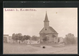 Foto-AK Losan /Komotau, Strassenpartie An Der Kirche  - Repubblica Ceca