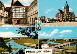 73865697 Hattingen  Ruhr Altes Und Neues Rathaus Ruhrpartie Ruhrbruecke  - Hattingen