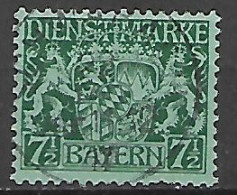 GERMANIA ANTICHI STATI BAVIERA SERVIZIO 1916 STEMMA   UNIF.26 USATO SU CARTA COLORATA VF - Usati