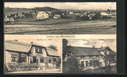 AK Falgendorf-Nedarsch, Gasthaus A. Glos, Schule, Panorama  - Tchéquie