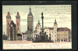 AK Königgrätz / Hradec Kralove, Platz Mit Kirche Und Denkmal  - Tchéquie