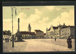 AK Novy Bydzov, Namesti, Denkmal  - Tschechische Republik